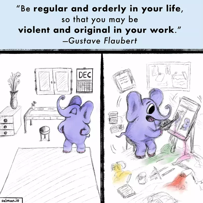 Be regular and orderly in your life, so that you may be violent and original in your work. —Gustave Flaubert