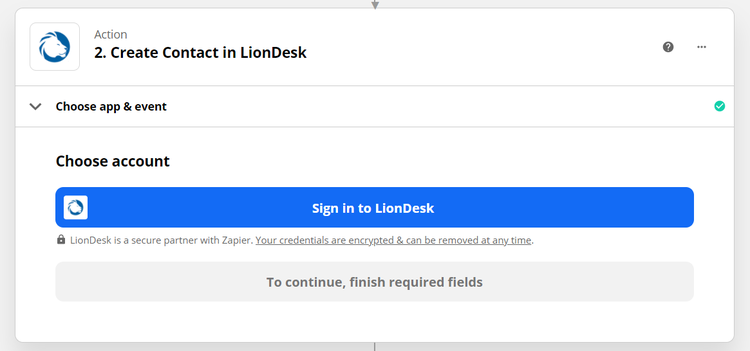 Connect to your LionDesk account in Zapier