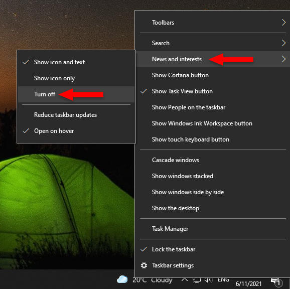 How To Remove News And Interests From Taskbar In Windows Radu Link