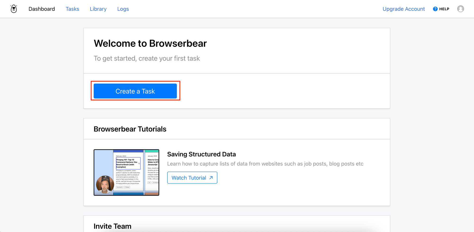 create a task in Browserbear