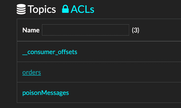 Kafka UI tool list of topics