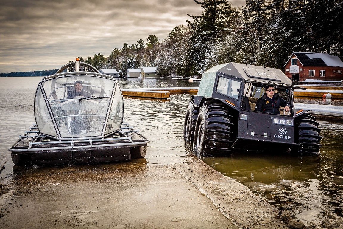 ATASD hovercraft airboat SHERP ATV at winter trials