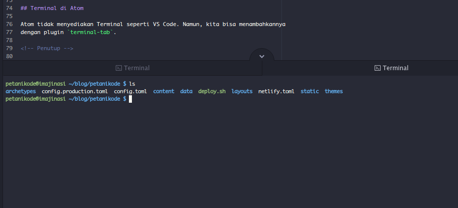 Terminal di dalam Atom