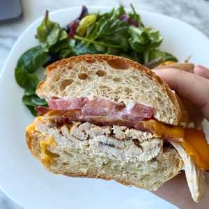 Turkey, bacon, and cheddar sandwich