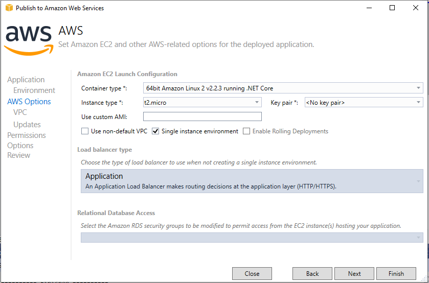 AWS container configuration