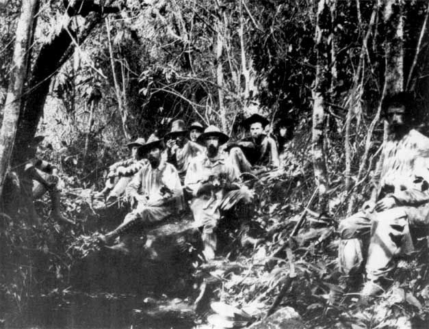 “How long could we carry on”: Fawcett (foreground right) and his men facing starvation during their search for the source of the Rio Verde in 1908.