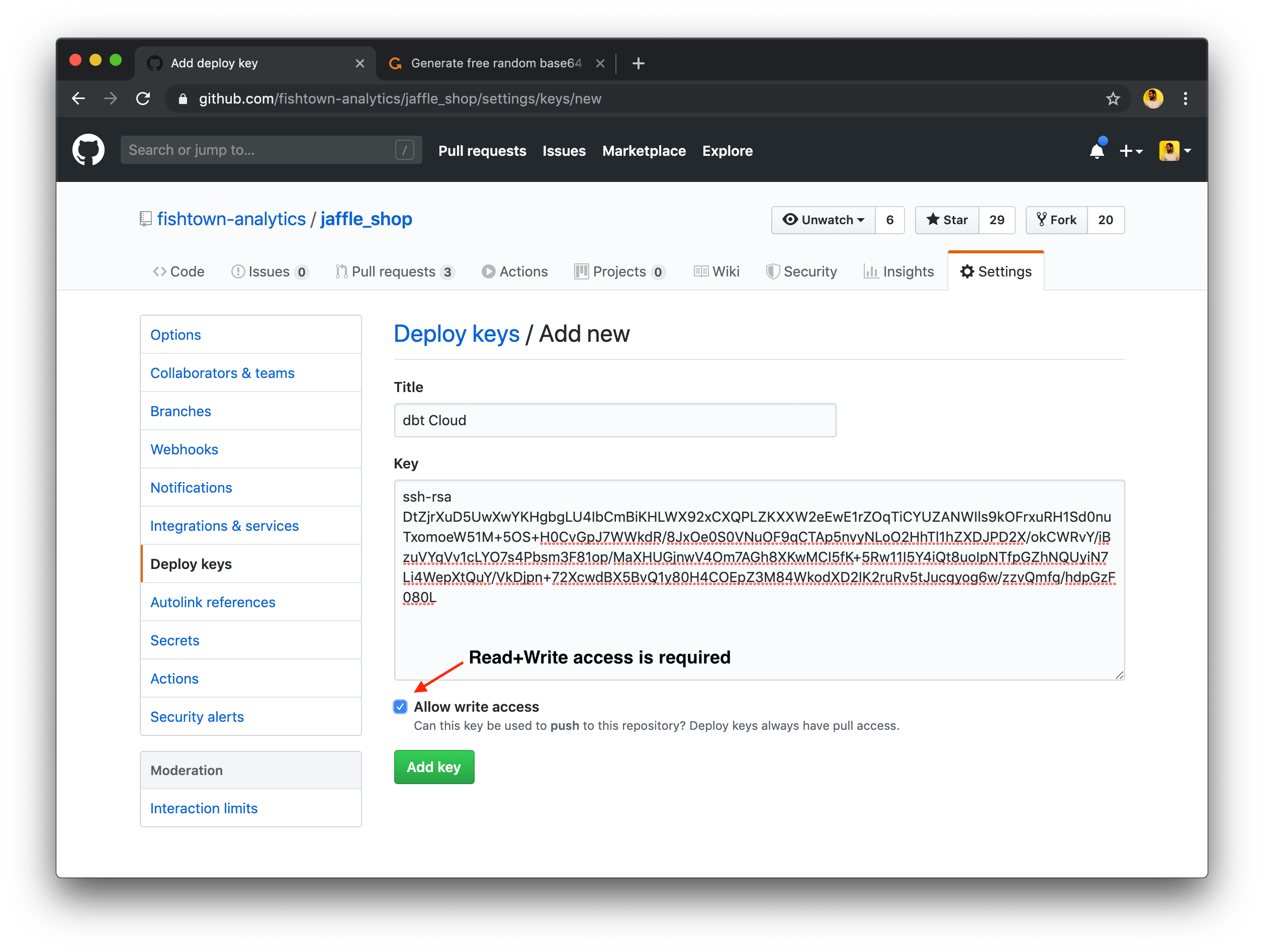 Configuring a GitHub Deploy Key