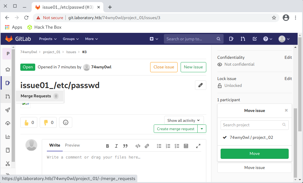 Laboratory Gitlab Project01 issue move