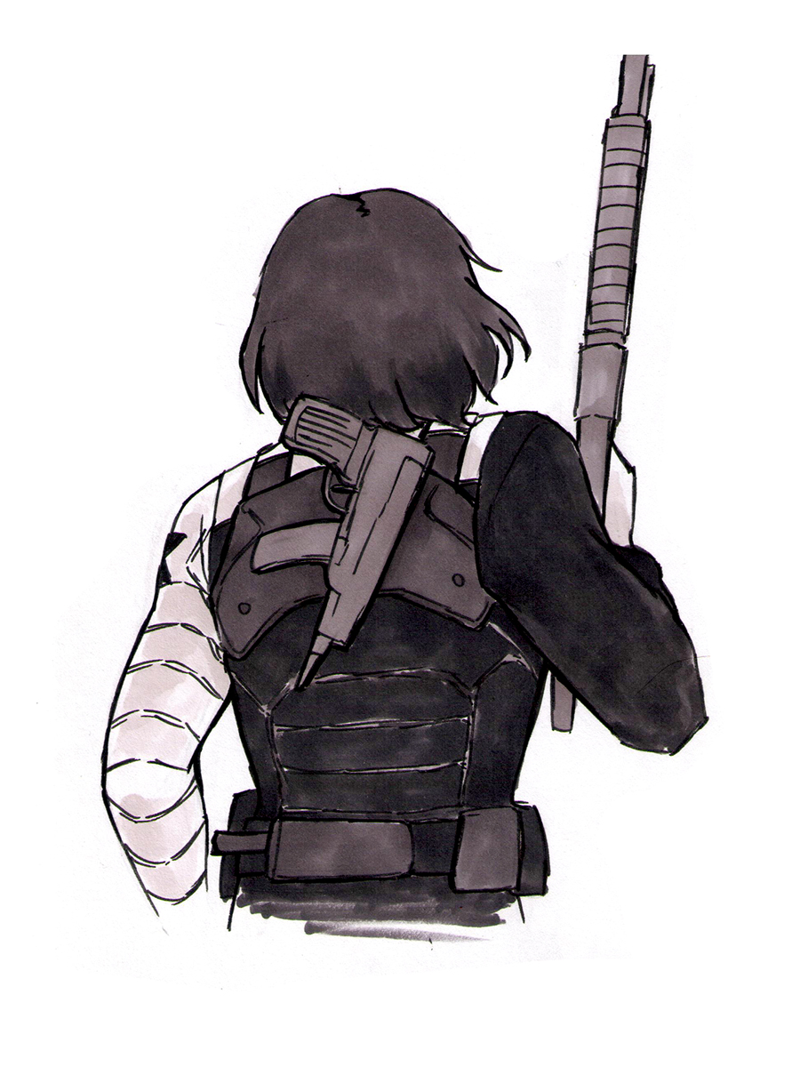 Back of the Winter Soldier from Marvel.