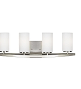 image Visalia 2825 in W 4-Light Brushed Nickel Bathroom Vanity Light with White Etched Glass Shades