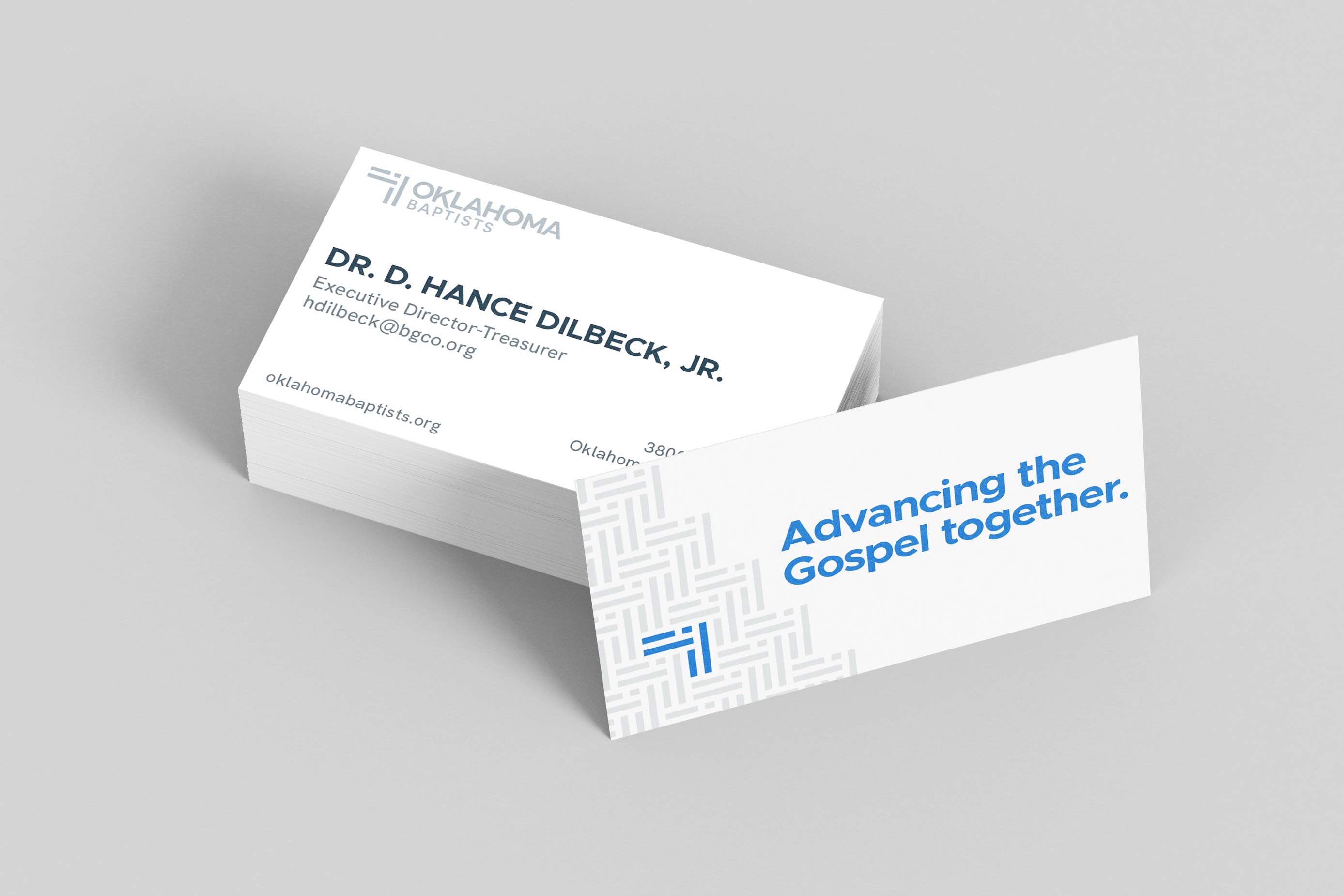 The business cards shared by Oklahoma Baptist Convention employees