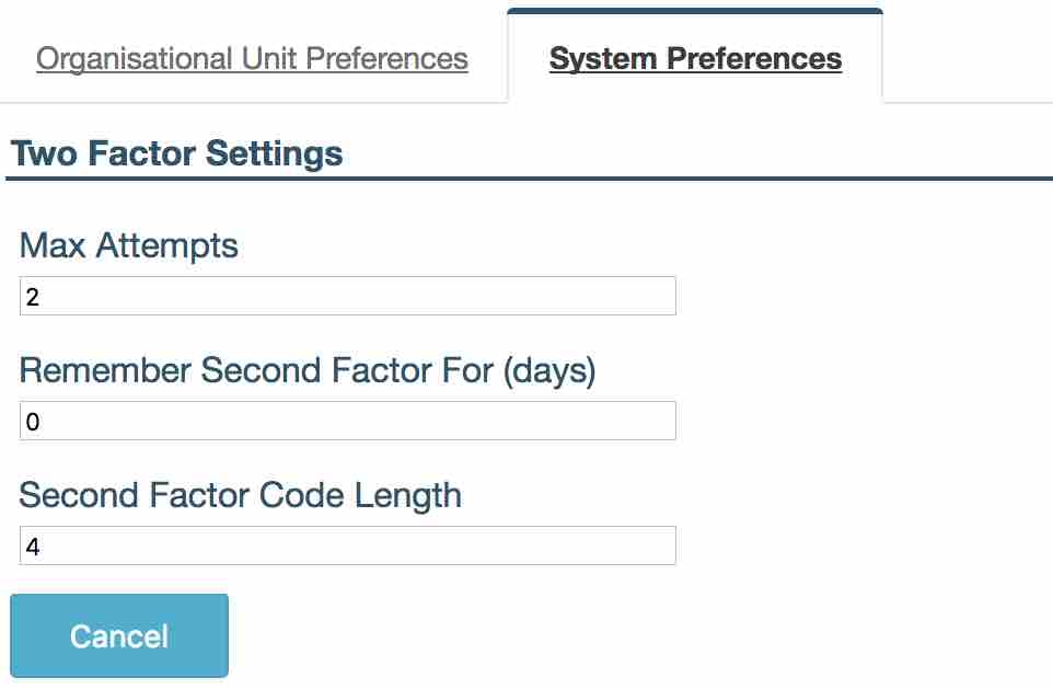 two factor setting