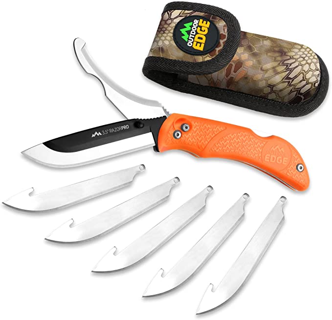 The Outdoor Edge RazorPro is one of the best hunting knives in 2022. Some might even say it is the best hunting knife in 2022