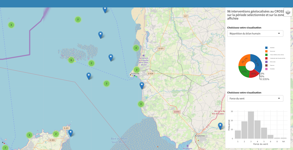Carte des opérations en mer