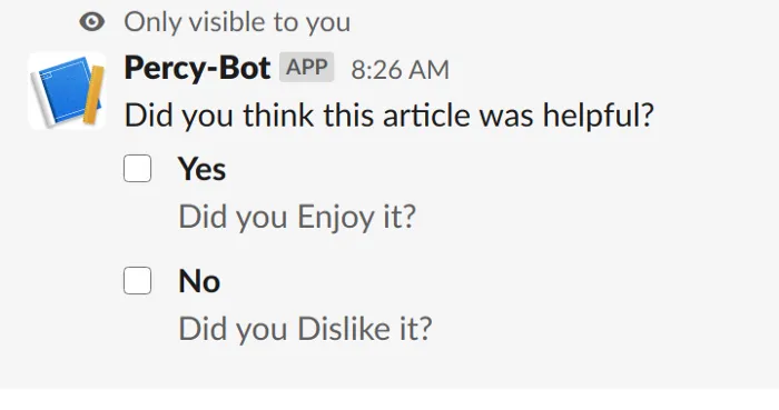 Slack — Response from the /was-this-article-useful command