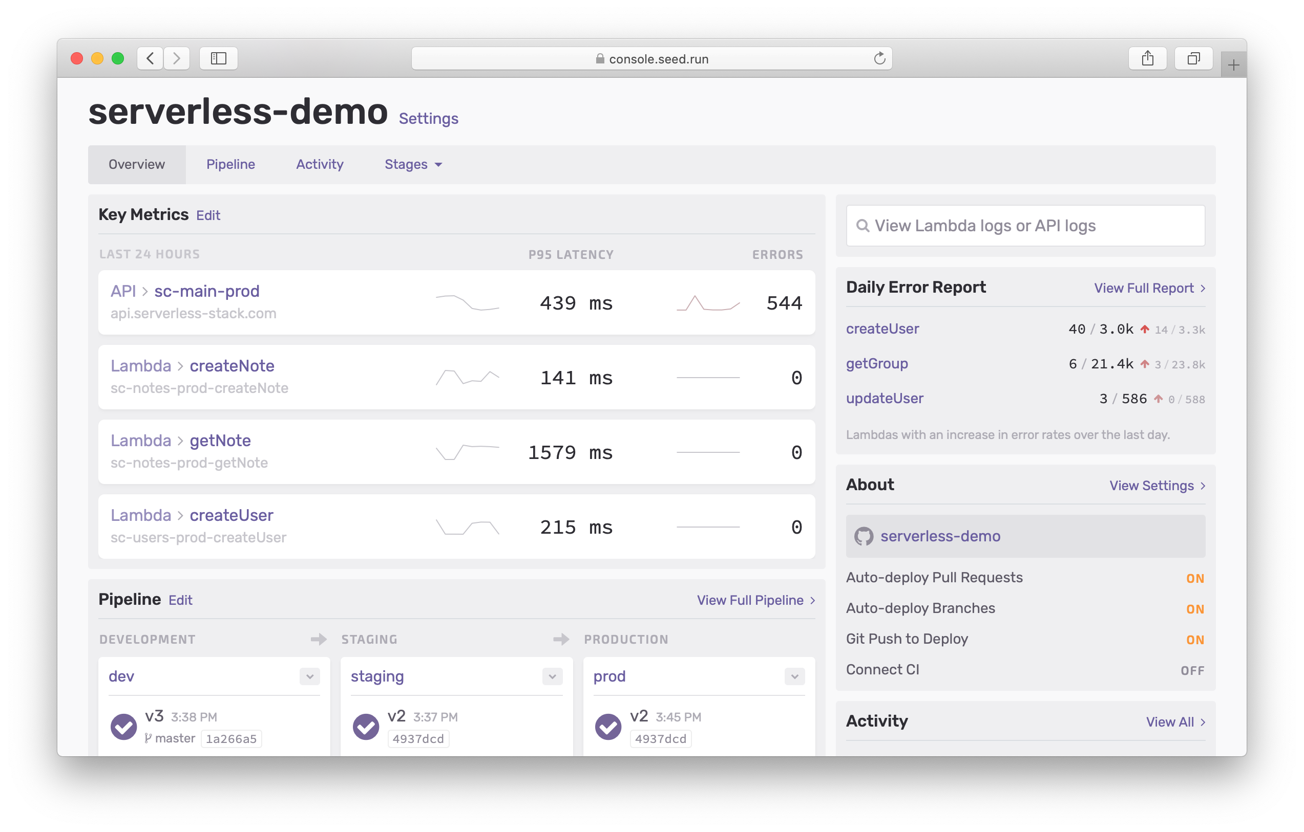 New Seed dashboard