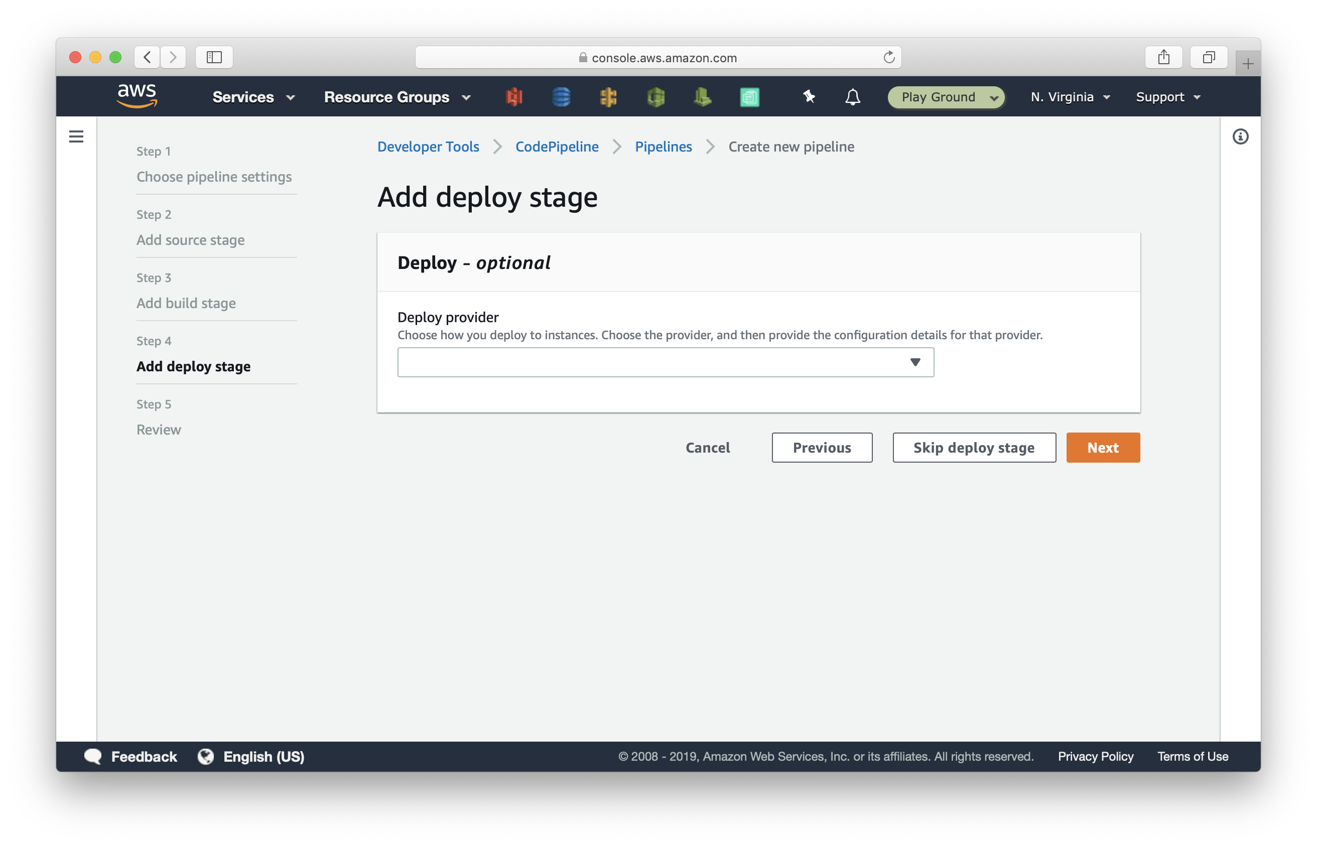 Skip deploy stage in CodePipeline