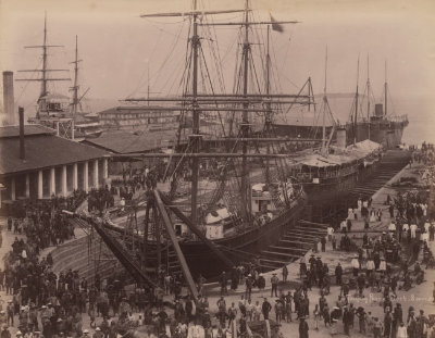 Vessels being repaired in Victoria Dock, 1890s