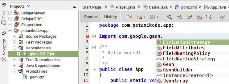 Install Library GSON melalui Maven