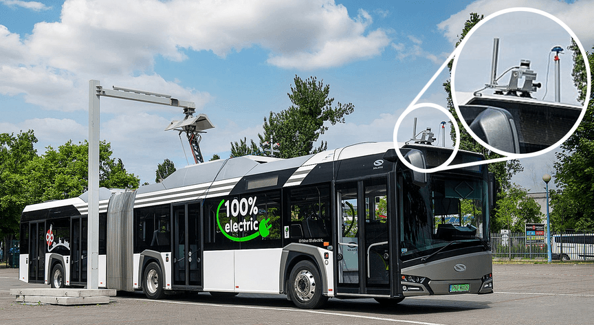 articulating bus with Ouster OS1-128 mounted on top