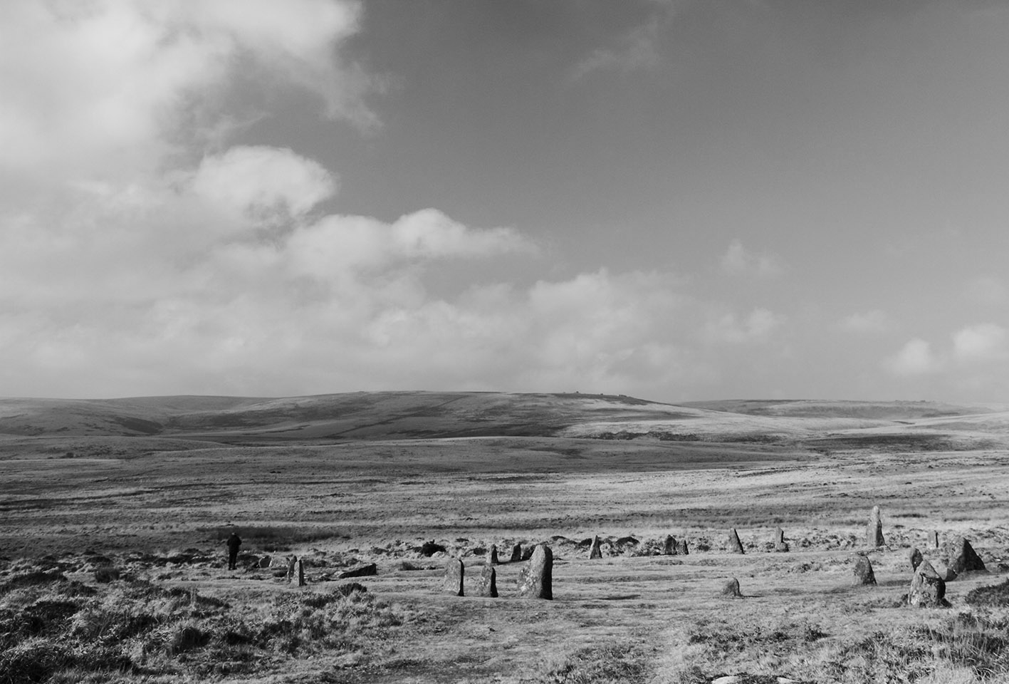 A photograph of the Dartmoor landscape