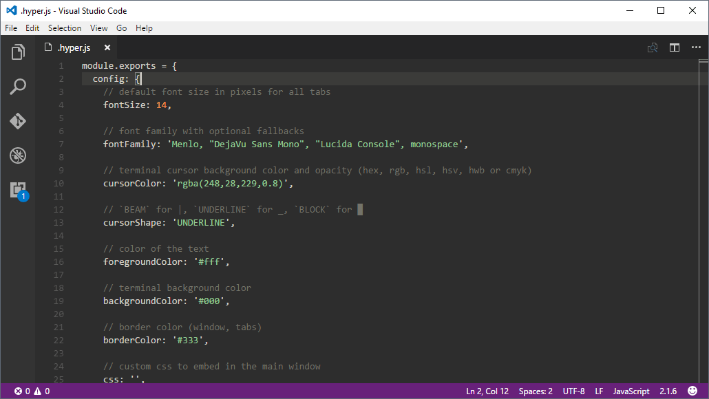 Screenshot of Visual Studio Code text editor