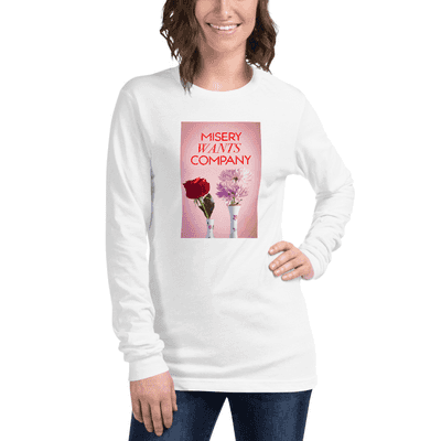 "Misery Wants Company" (Female Long-Sleeve T-Shirt, White)