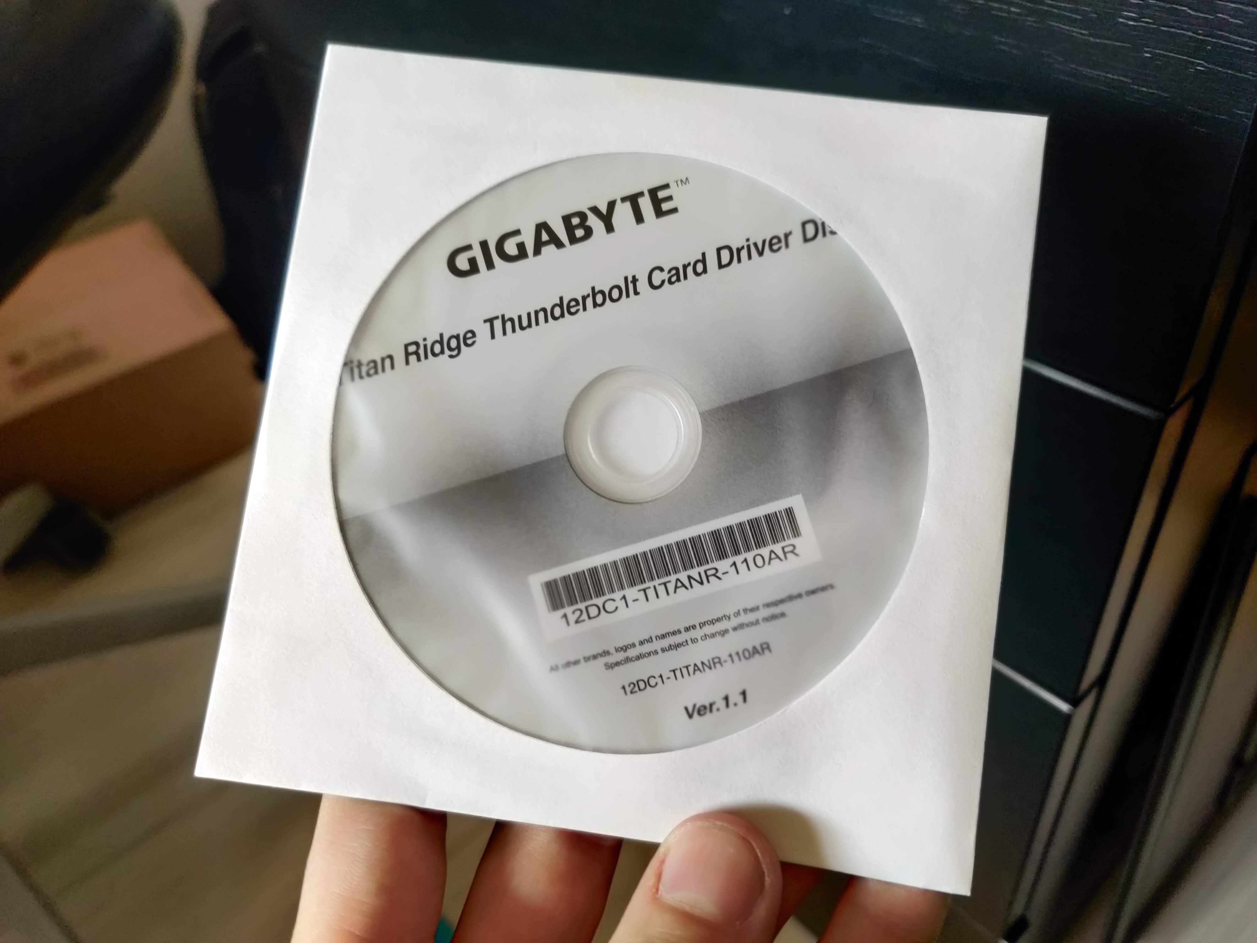 The driver CD for the Gigabyte GC-TITAN RIDGE