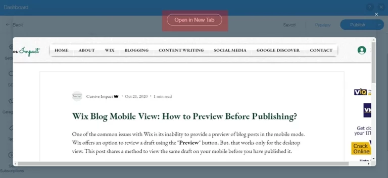 Wix Blog Mobile View: How to Preview Before Publishing?