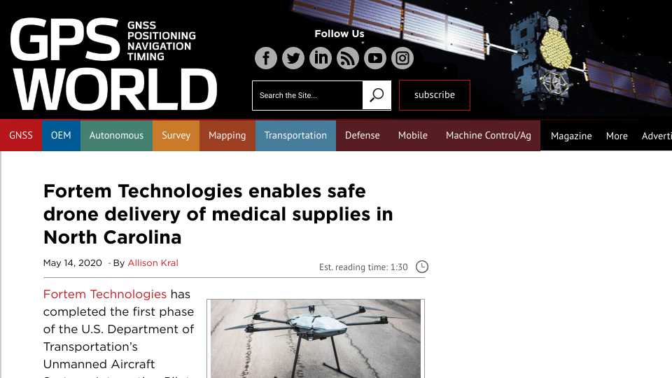 Fortem Technologies enables safe drone delivery of medical supplies in North Carolina