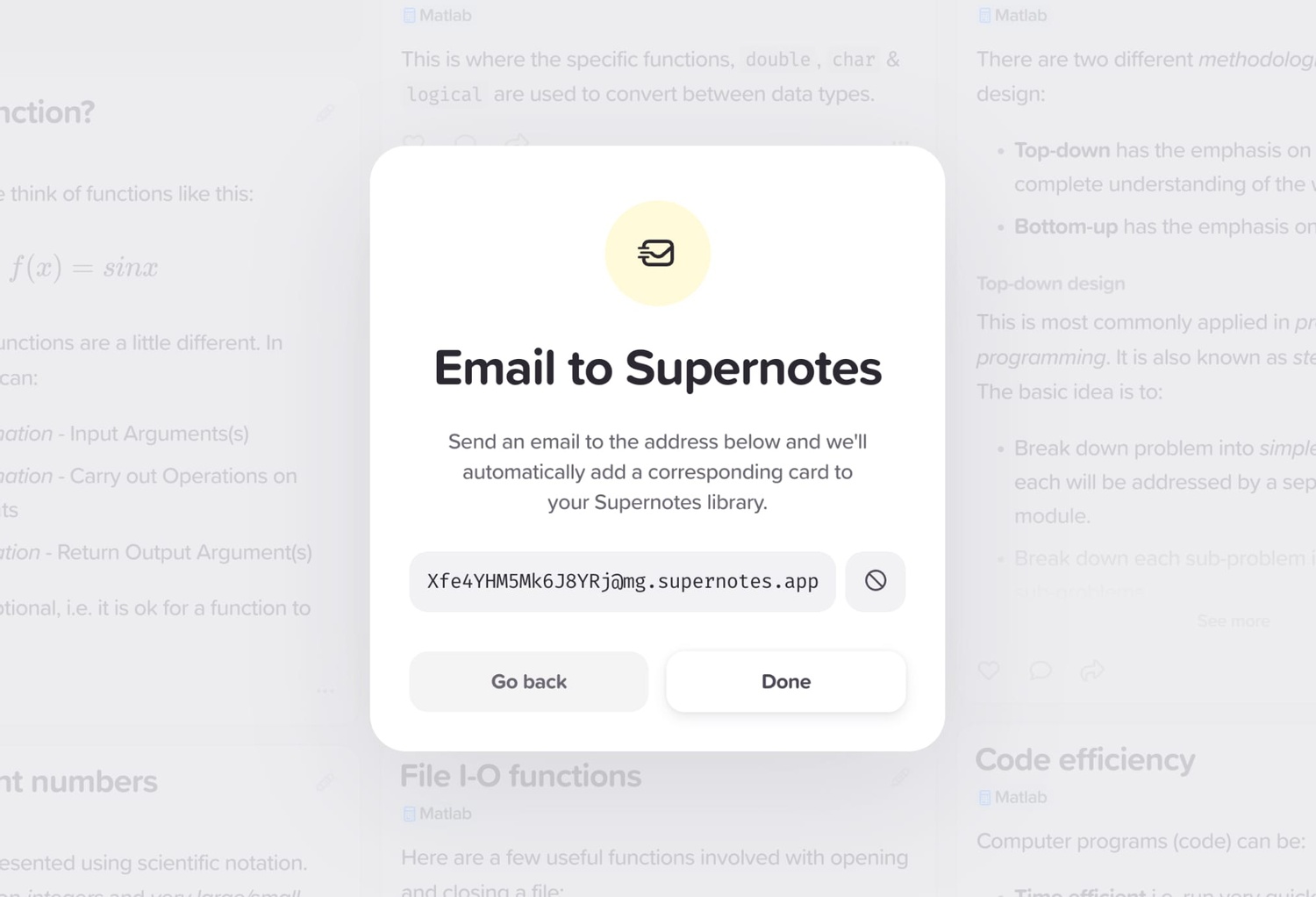 Email to Supernotes - Supernotes