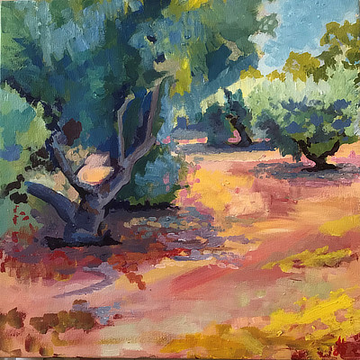 vibrant painting of small trees