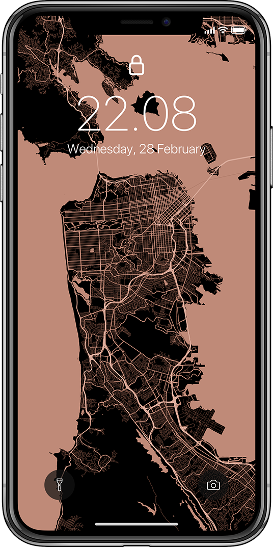 iPhone X with San Francisco map background