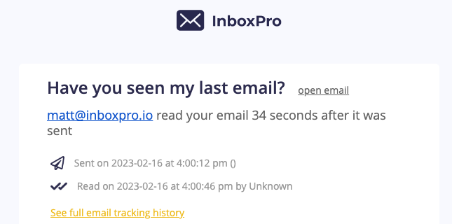 InboxPro - Email Tracking feature