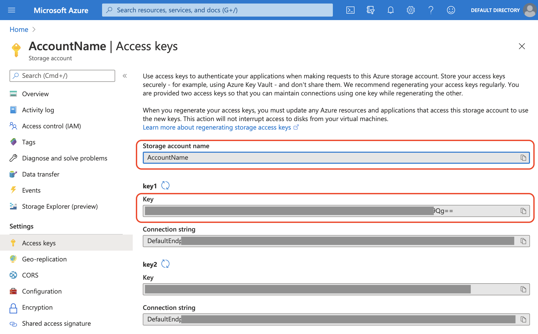 Microsoft Azure Create Blob Storage Microsoft Azure Storage Access Keys