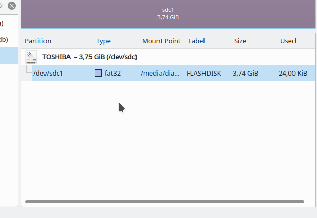 Menghapus partisi pada KDE partition manager