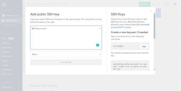 digitalocean ssh keygen