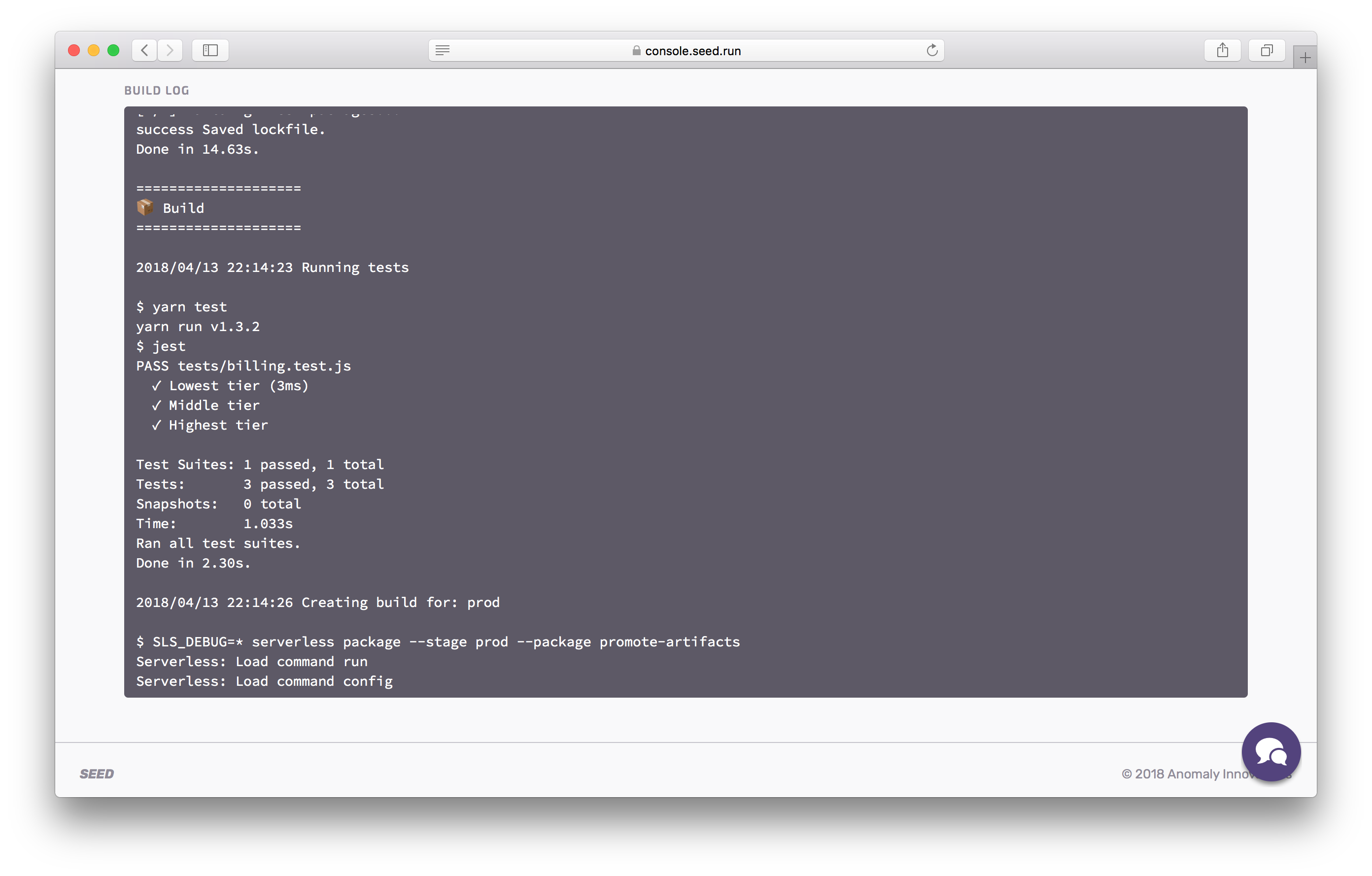 Dev build run tests screenshot