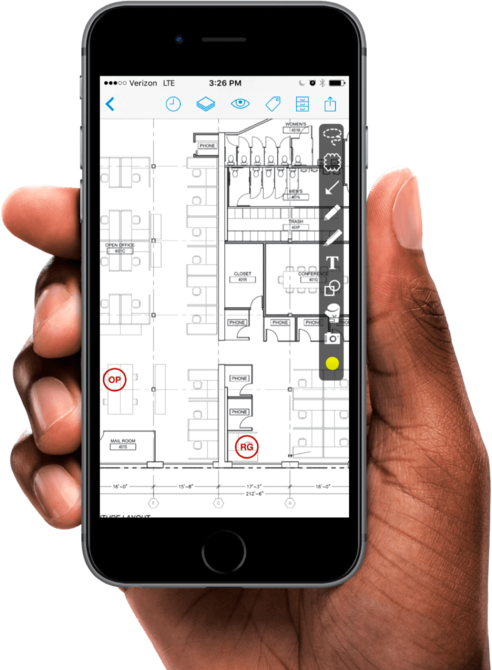 PlanGrid construction app on an iPhone