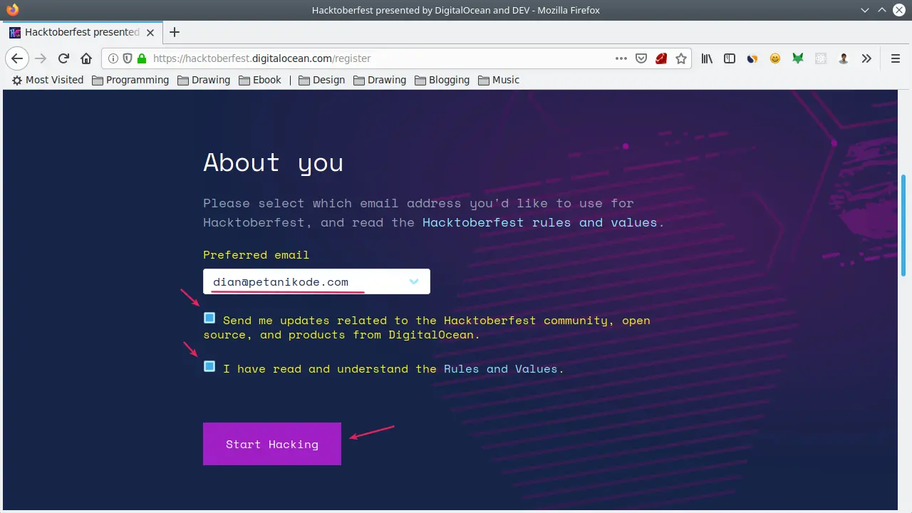 Mendaftar Hacktoberfest