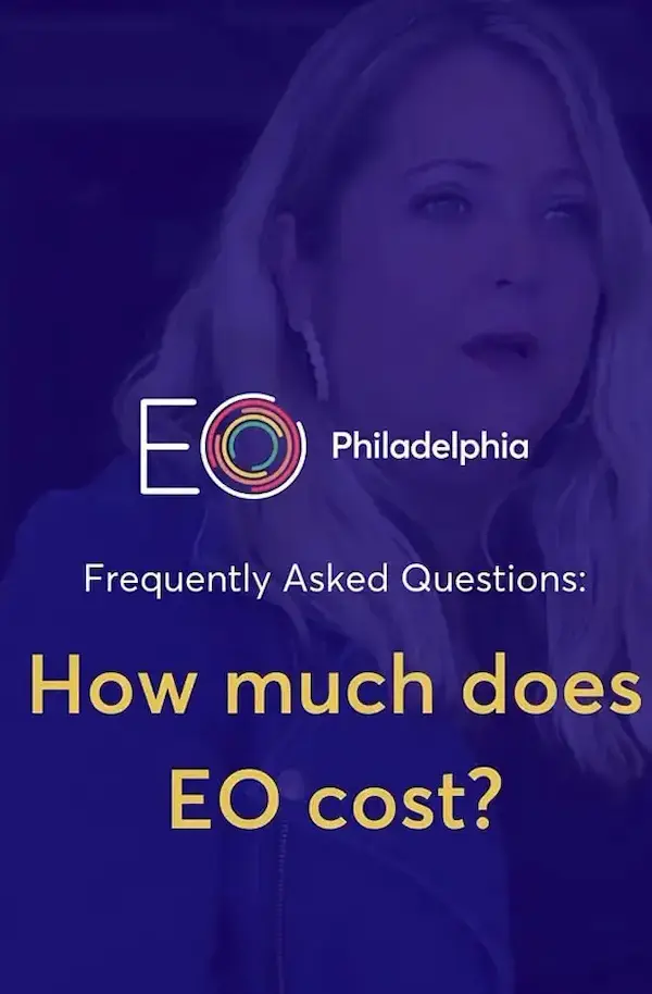 EO Philadelphia infographic for frequently asked questions, with the question of 'How much does it cost?'