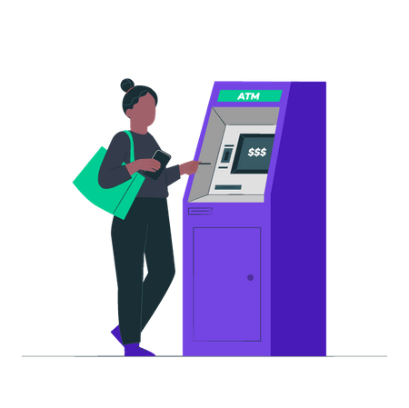 Illustration: Founder withdrawing funding from an ATM machine