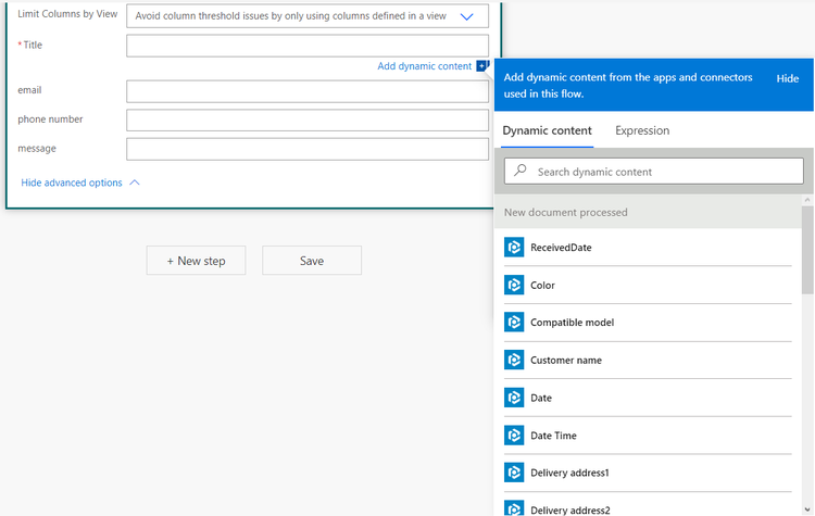 Add extracted data to SharePoint