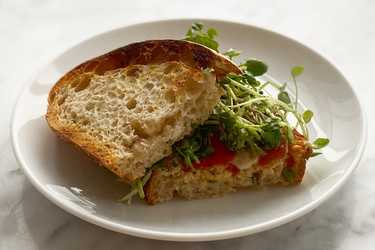 Eggplant and watercress sandwich