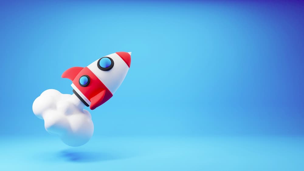 toy rocket drawn in 3d cartoon style