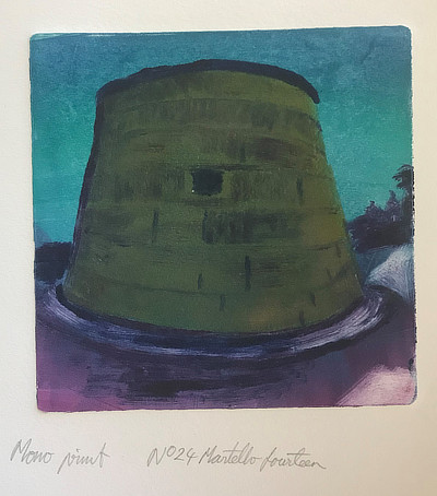 monoprint of Martello Tower