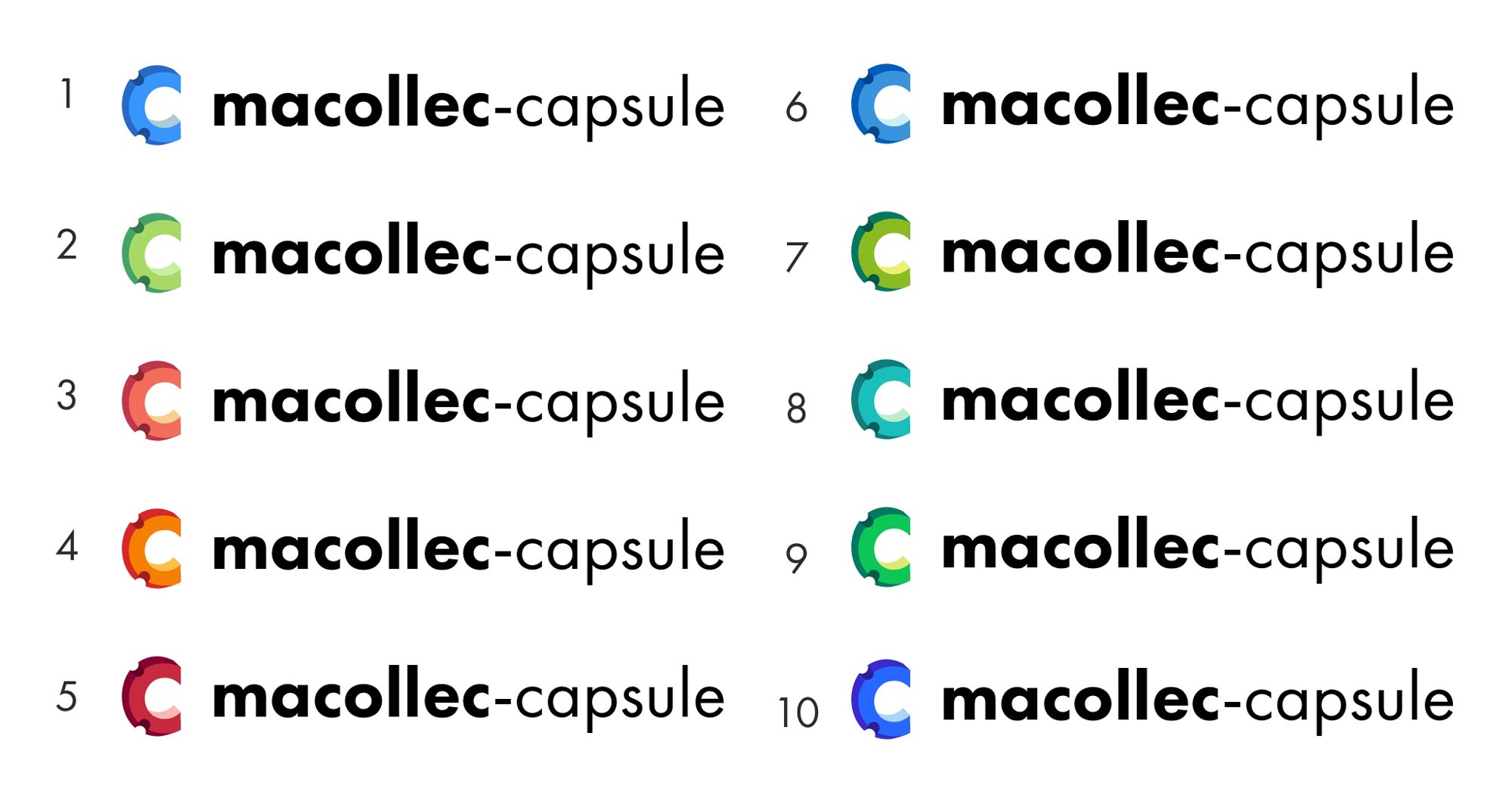 Le logo final en différentes couleurs