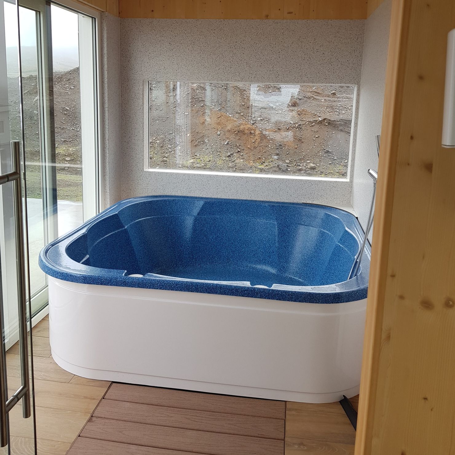 The hot tub is inside