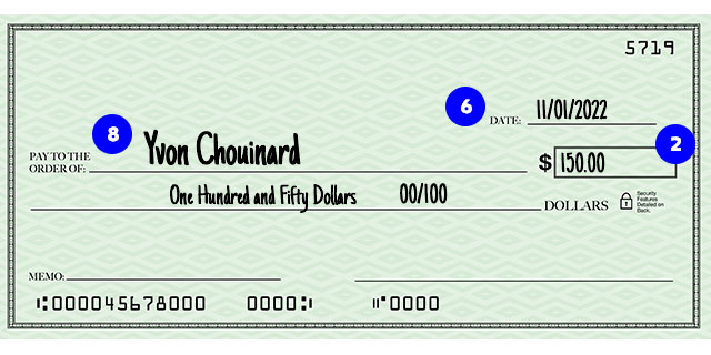 A personal check showing the value of the check in words on the written amount line