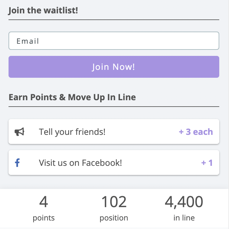 Example KickoffLabs Product Launch Waitlist in a Contest Box.